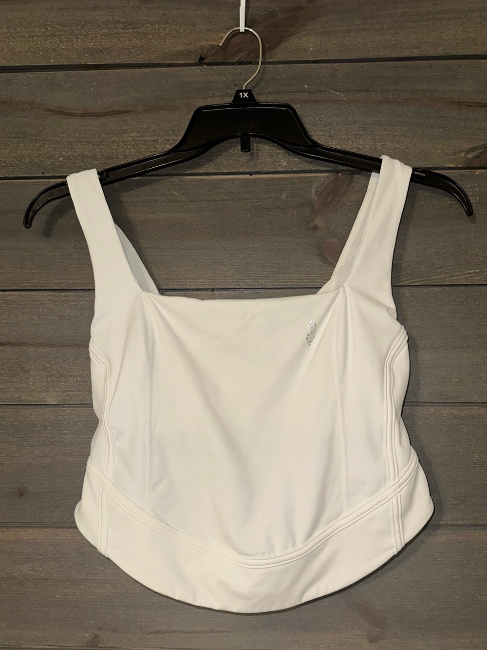 FP MOVEMENT White Square Neck Ribbed Tank Top/Sports Bra